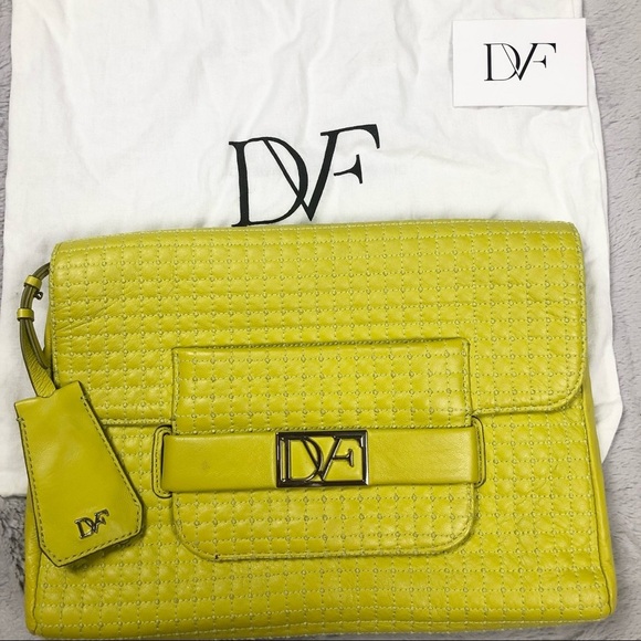 Authentic! Diane Von Furstenberg Mimosa Quilted Clutch/Shoulder Bag - Picture 4 of 14